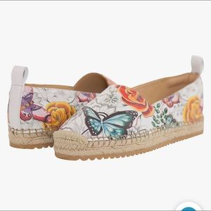 NEW Anuschka Floral Paradise Leather Platform Espadrille Loafer |Memory foam